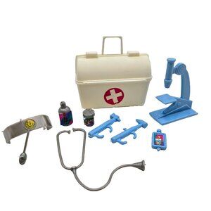 Vintage Barbie Doctor Playset Bag Tools Microscope Stethoscope Read